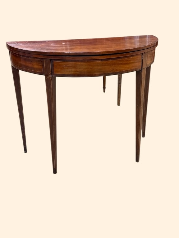 Inlaid Federal Mahogany Dimilune Games Table (1 of 5)