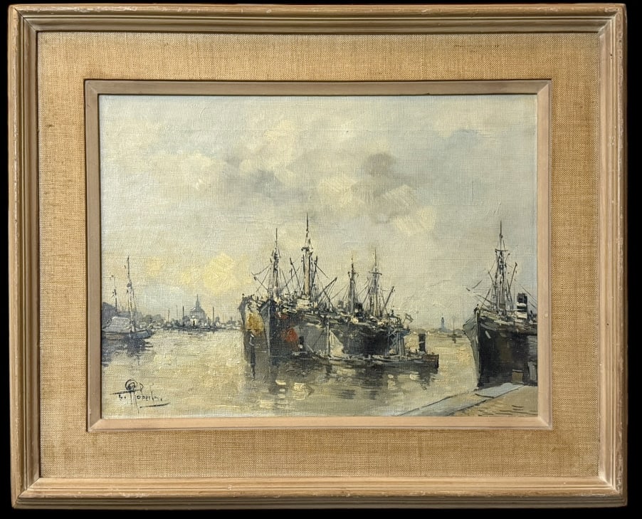 Ships Moored at Harbor, F. Roberts (1 of 6)