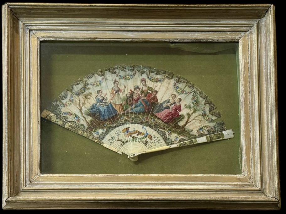 Antique Hand Painted Fan in Frame (1 of 6)