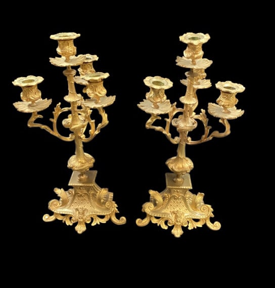 Pair French Gilt Bronze Candleabra (1 of 4)