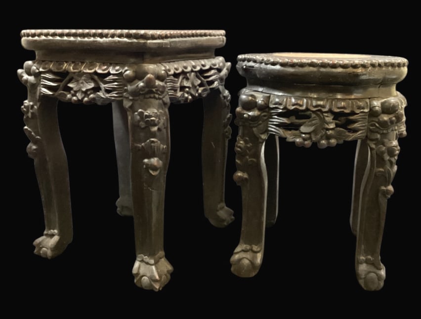 Two Chinese Carved Marble Top Stands (1 of 5)