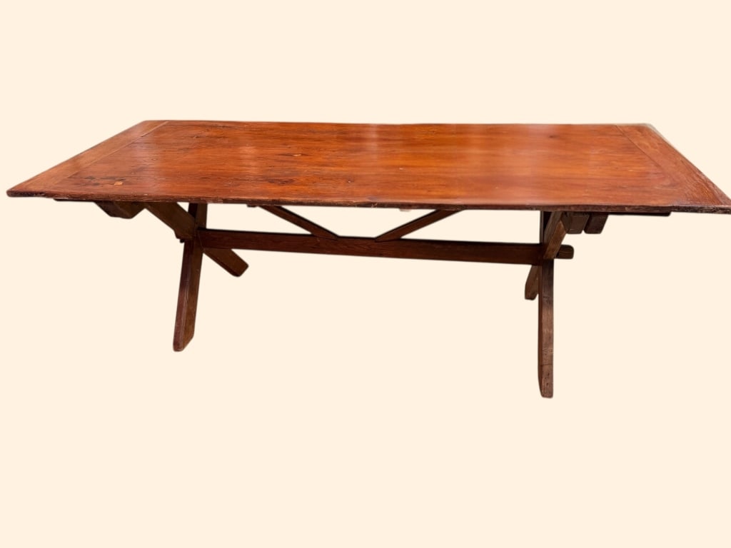 Rare Heart Pine Sawbuck Dining Table (1 of 4)
