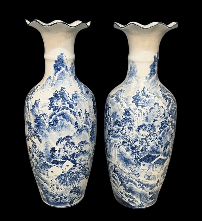 Pair Blue & White Chinese Floor Vases (1 of 6)