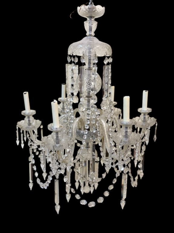 Waterford Style Cut Glass and Crystal Chandelier (1 of 6)