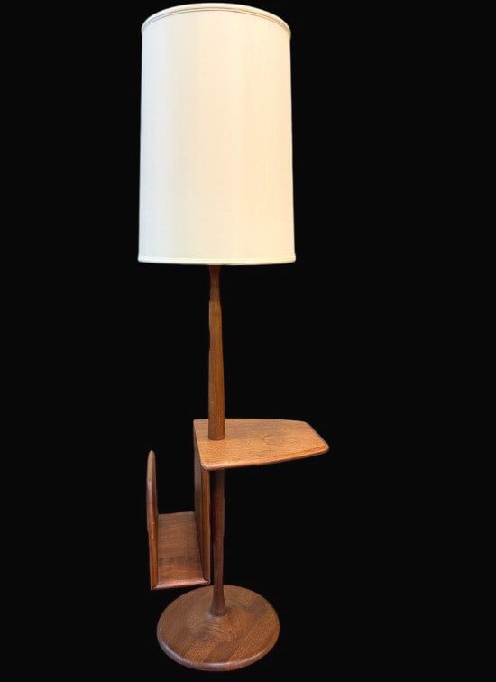 Mid Century Floor Lamp w/ Magazine Rack & Table (1 of 6)