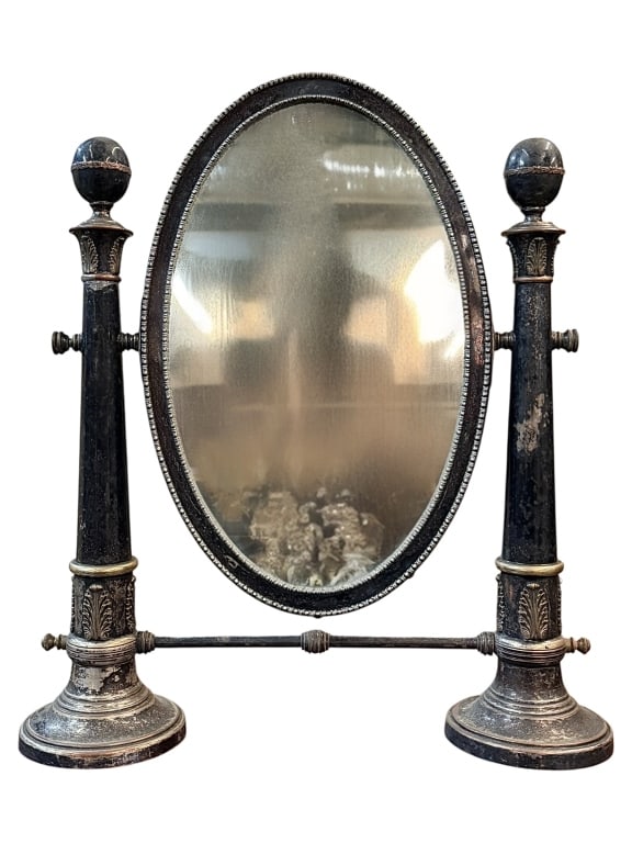Antique English Silver Plate Dressing Mirror (1 of 6)