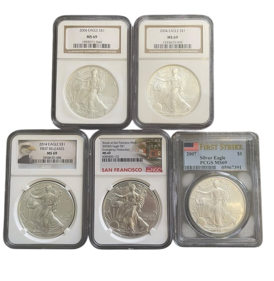 Group of Five Certified American Silver Eagle $1 (1 of 2)