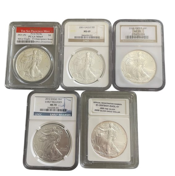 Group of Five Certified American Silver Eagle $1 (1 of 2)