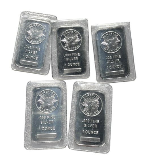 Five (5) Sunshine Minting Silver Bars (1 of 2)