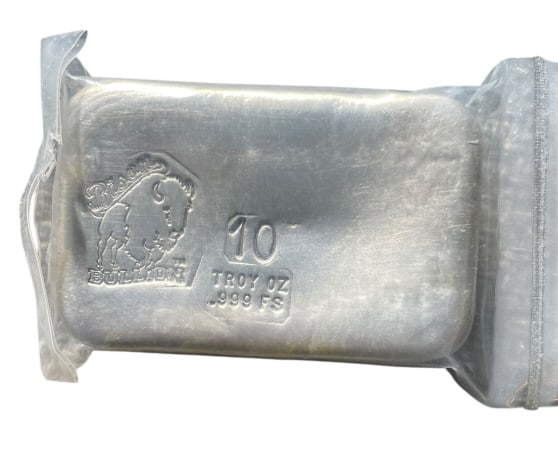 Bullion 10 Troy Oz .999 Silver Hand-Poured Bar (1 of 5)