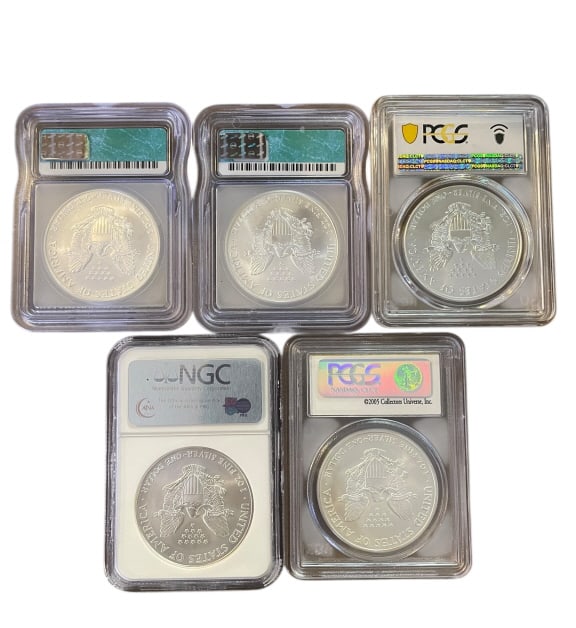 Five Uncirculated American Eagle Silver $1 - 2