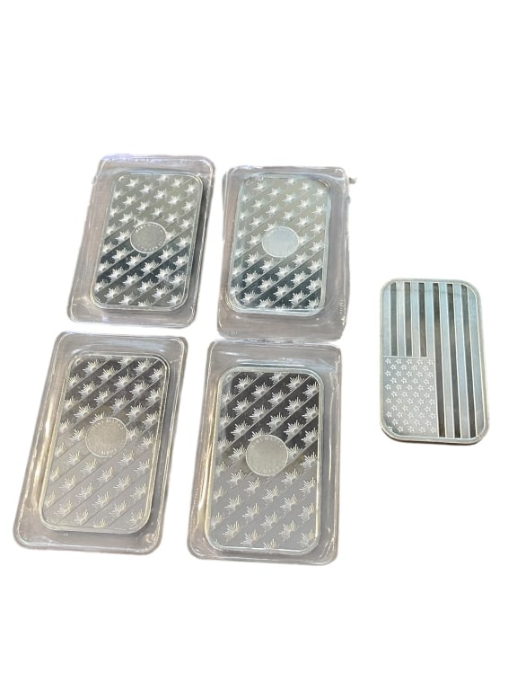 Five 1oz Silver Bars - 2