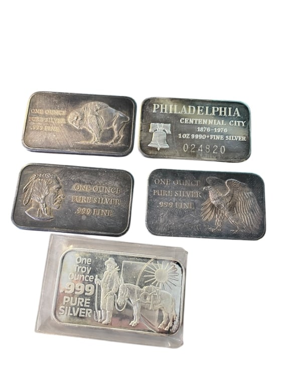 Five 1oz Silver Bars (1 of 5)