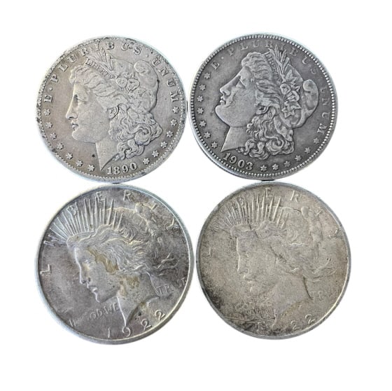 4 Morgan and Peace United States Silver Dollars (1 of 2)