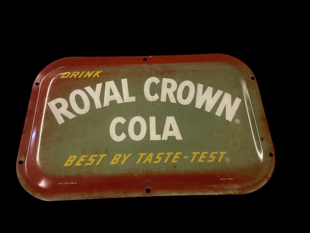 Royal Crown Cola Sign: Single sided Drink Royal Crown Cola, Best by Taste Test, 626, MCA 1042. 19 x 13 inches,