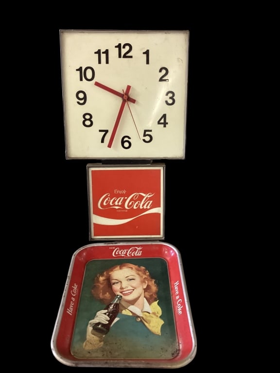 Vintage Coca Cola Wall Clock, Serving Tray (1 of 4)