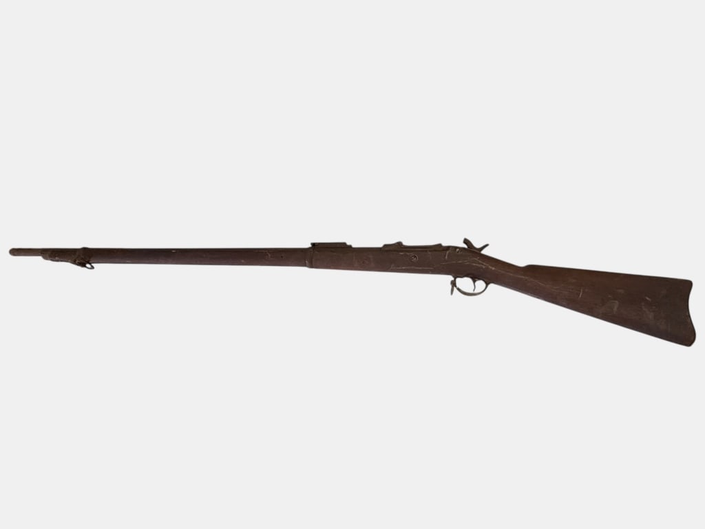 Civil War Era Springfield Percussion Rifle: Engraved Eagle and US 1864 on lock, full walnut stock, sling attachments, uS Model 1864 on top of receiver, no FFL required