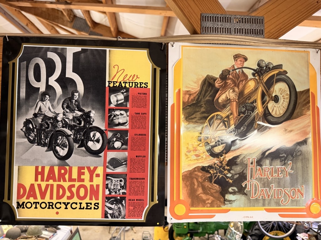 2 Reproduction Harley Davidson Signs: Both approximately 16 x 14