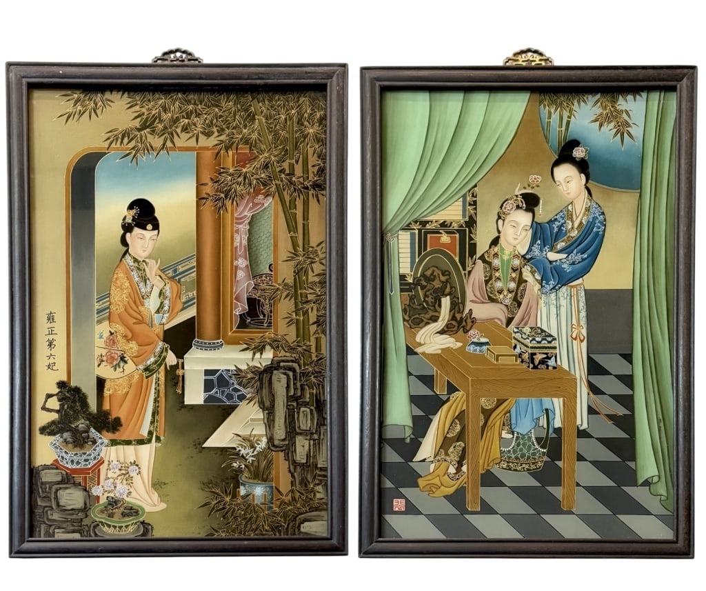 Pair Chinese Reverse Glass Paintings (1 of 7)