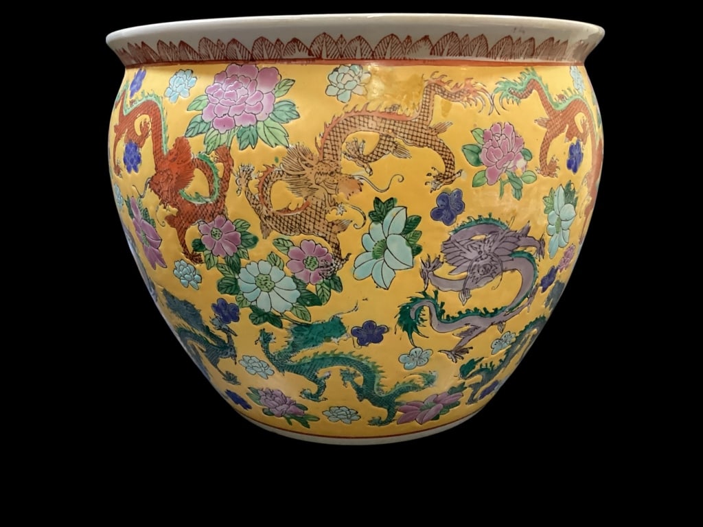 Chinese Porcelain Dragon Fishbowl (1 of 5)