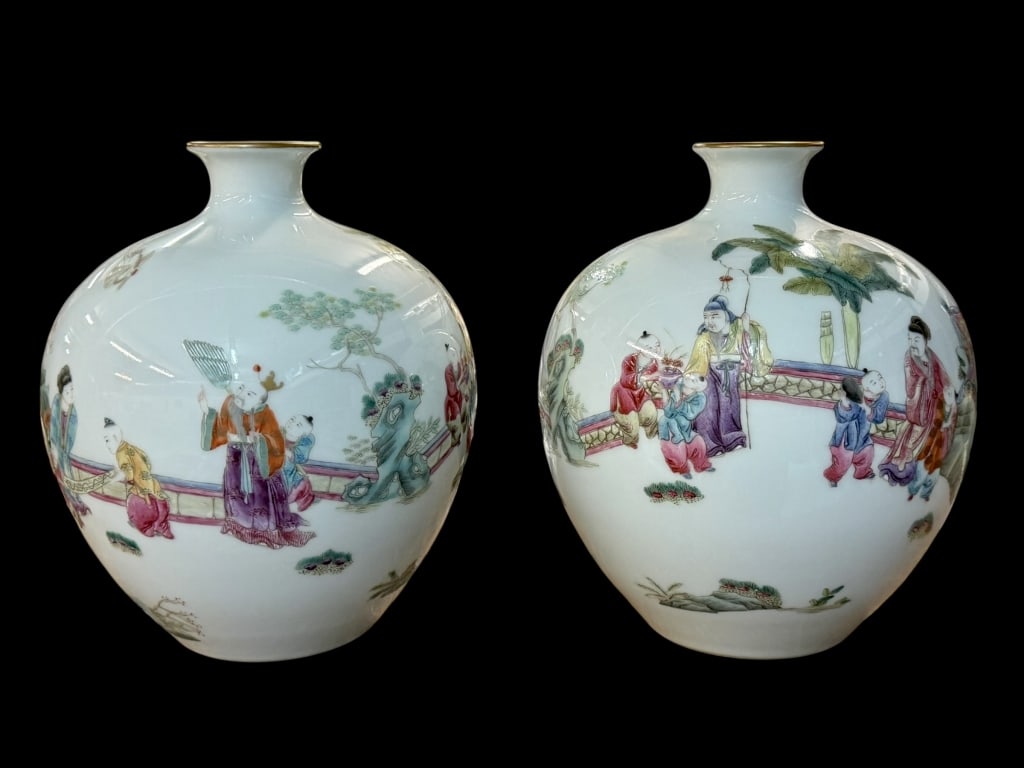 Pair Chinese Famille Rose Vases (1 of 6)