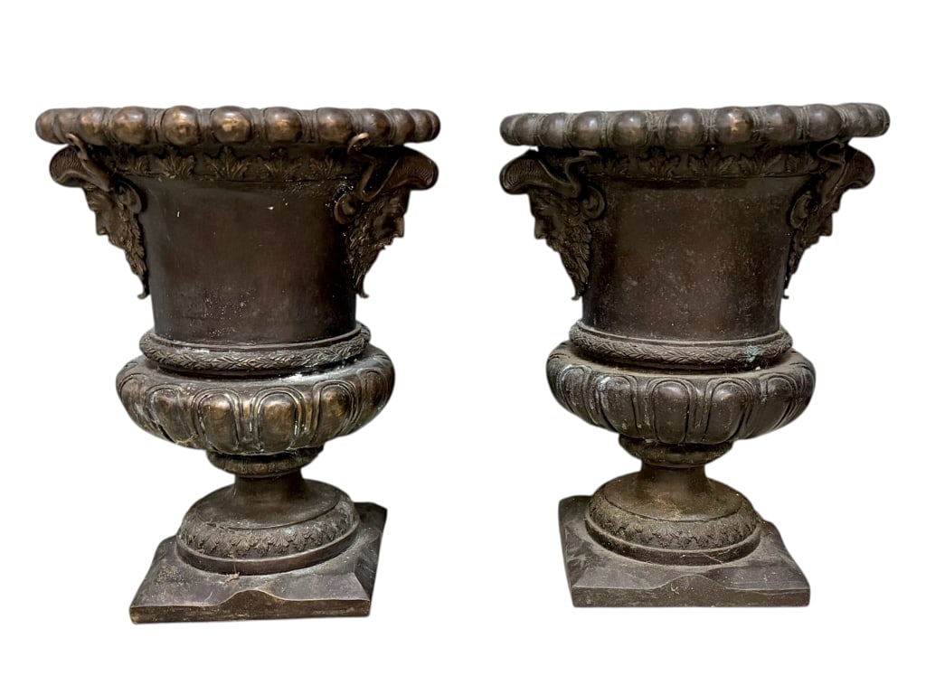 Pair Cast Bronze Entry Urns (1 of 5)