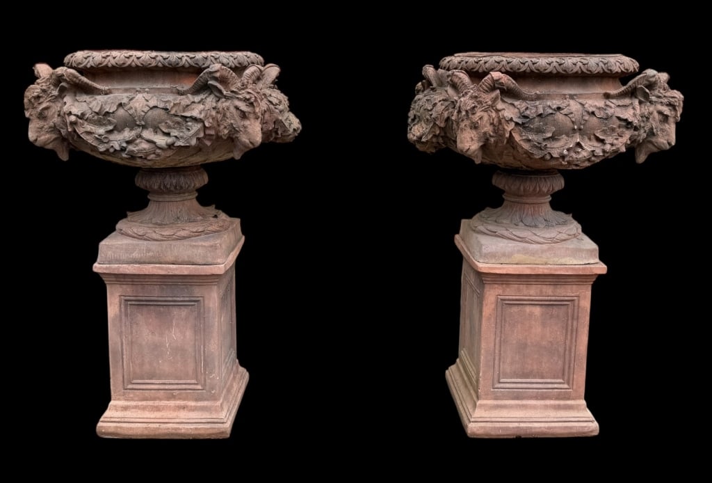 Pair Impressive Terra Cotta Urns (1 of 6)