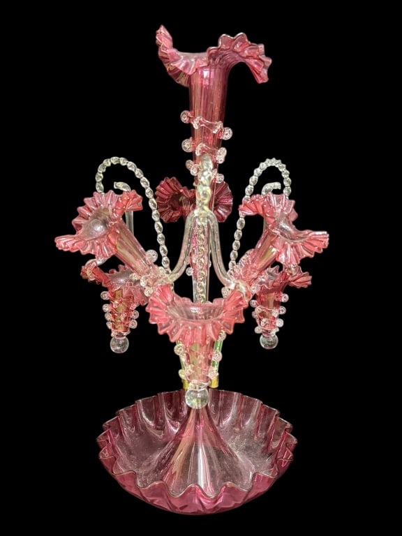 Victorian Cranberry Glass Epergne (1 of 6)