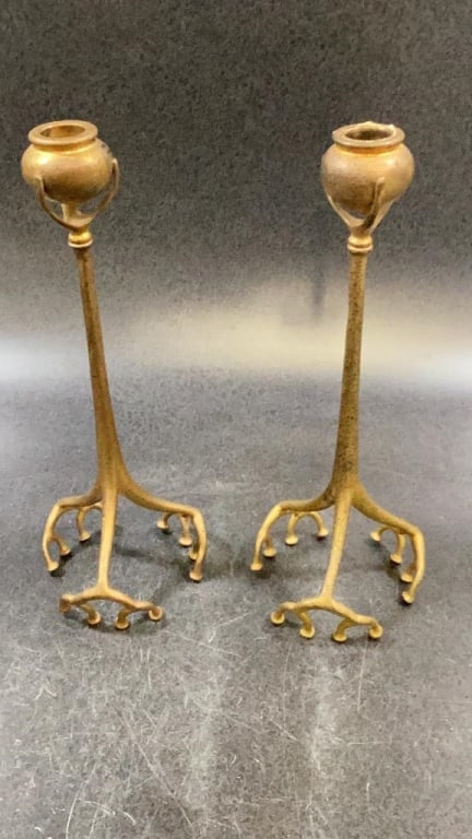 Tiffany Studios Tripod Candlesticks - 5