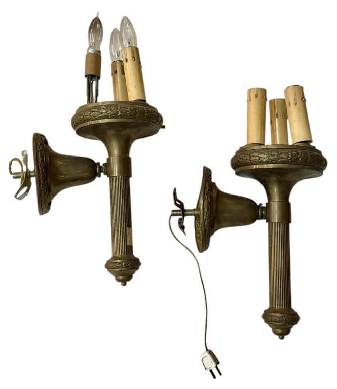 Pair Brass Wall Sconces (1 of 5)