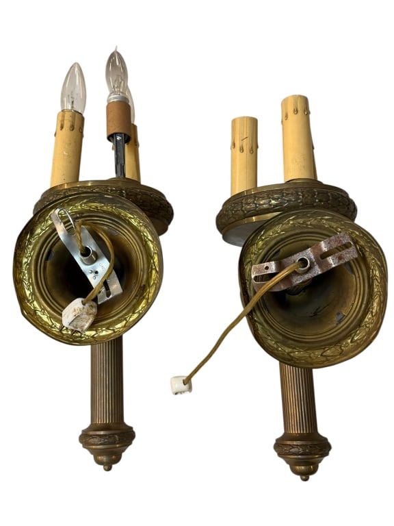 Pair Brass Wall Sconces - 4