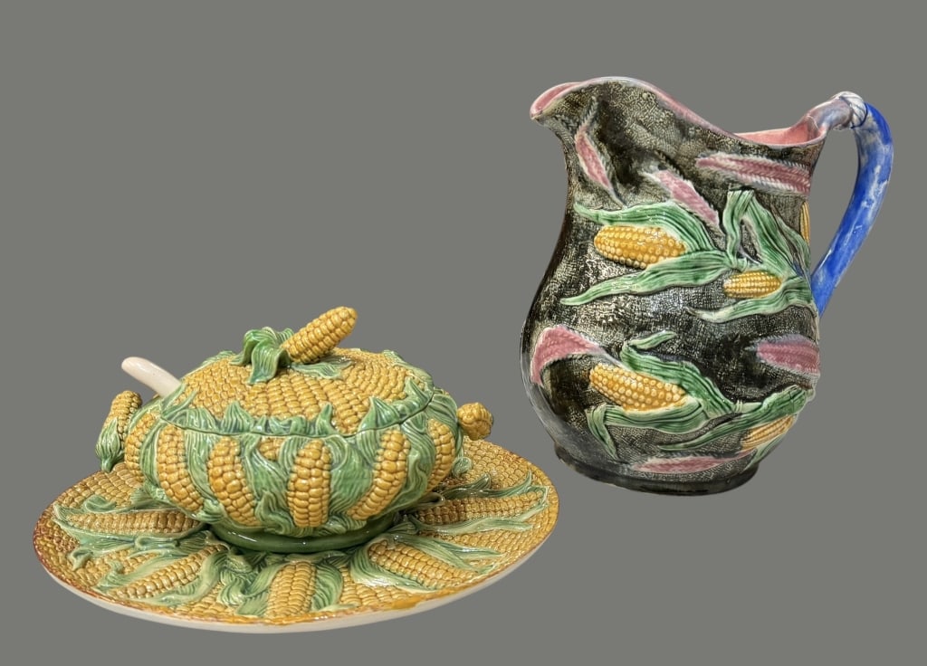 Majolica Corn Tureen, Corn Pitcher (1 of 8)
