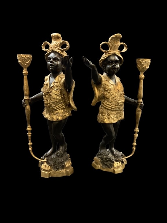Pair Bronze Blackamoor Candle Holders (1 of 5)