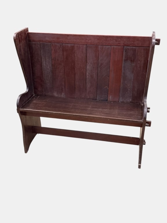 Pair Solid Mahogany Pub Benches - 2