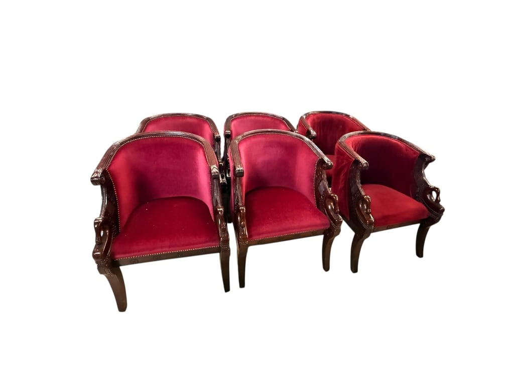 Set of 6 Neoclassical Empire Style Arm Chairs (1 of 3)