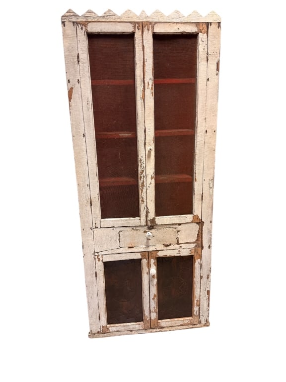 Folky Punched Tin Corner Cupboard (1 of 4)