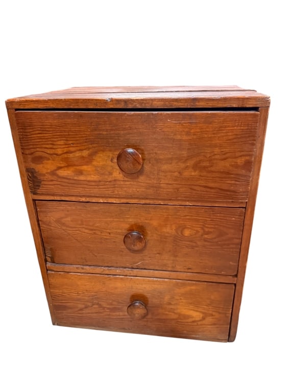 3 Drawer Heart Pine Chest (1 of 3)