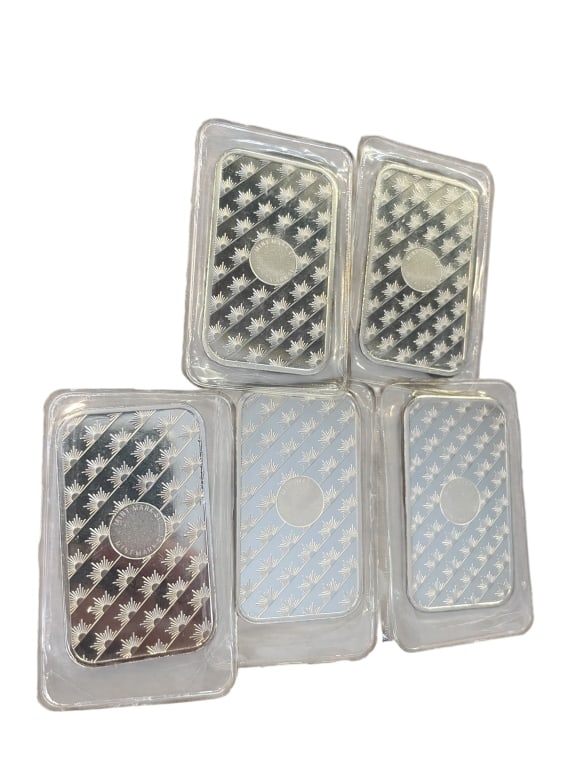 Five Sunshine Mint 1 oz Silver Bars - 2