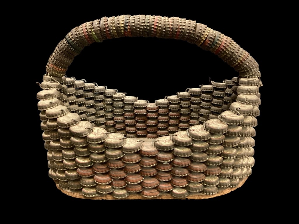 Folk Art Bottle Cap Basket (1 of 6)