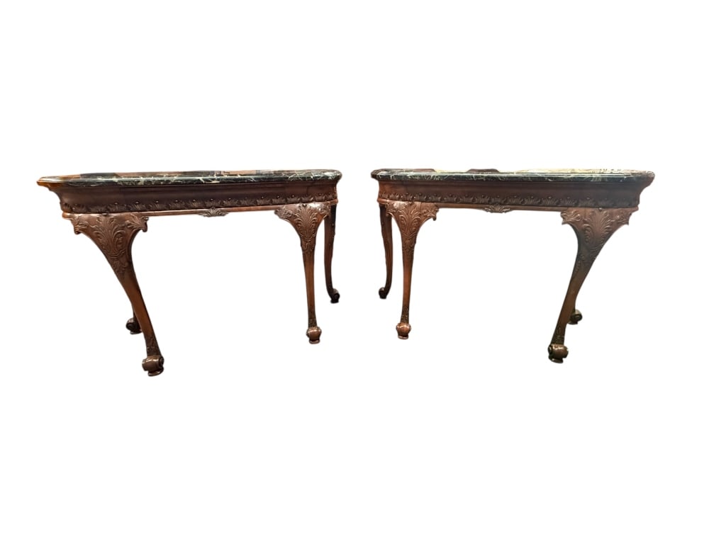 Pair of Chippendale Style Marble-Top Consoles (1 of 6)