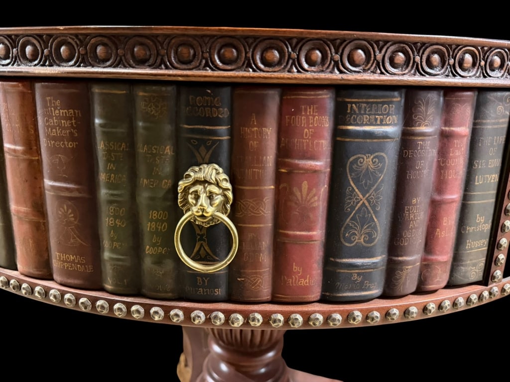 Embossed Leather Library Book Table - 3