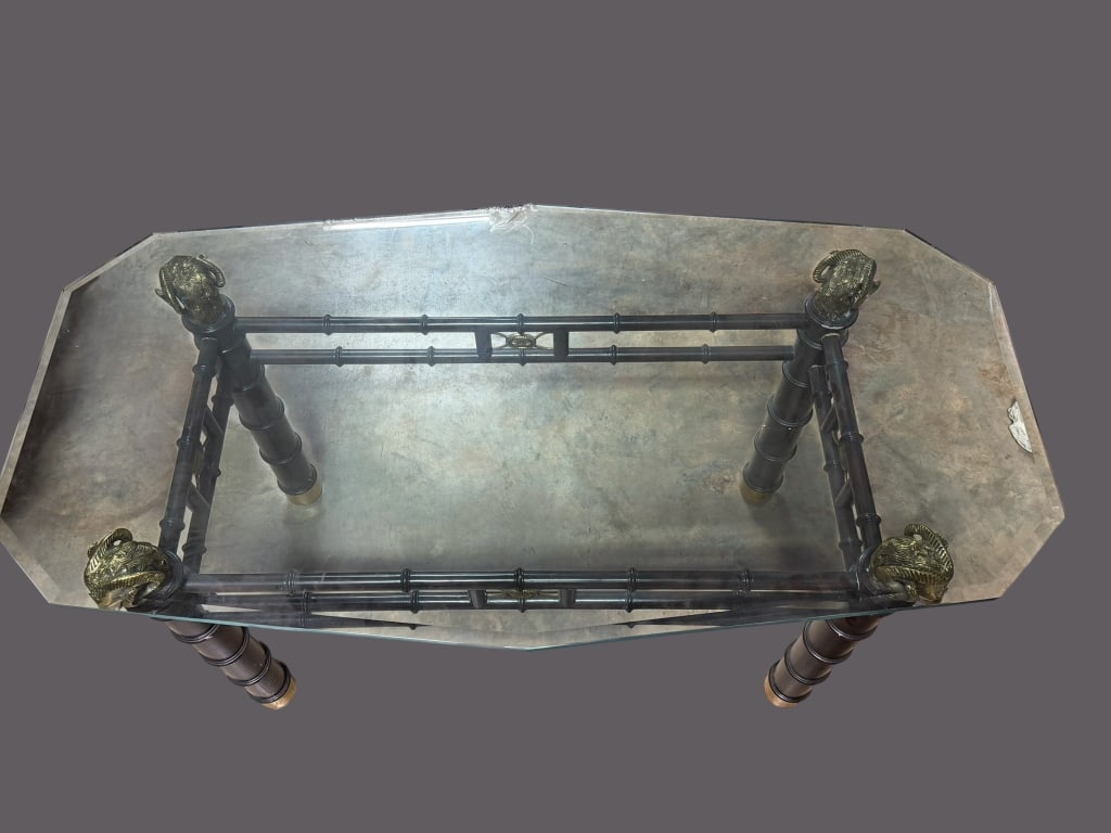 Brass Rams Head Console Table - 2