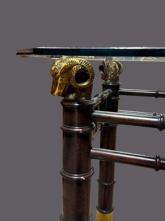 Brass Rams Head Console Table - 3