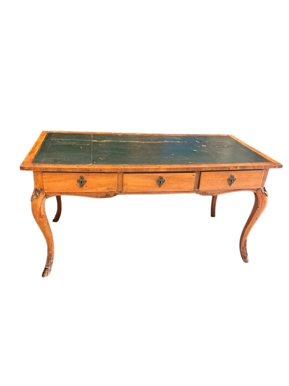 French Louis XV Style Leather-Top Bureau Plat (1 of 3)