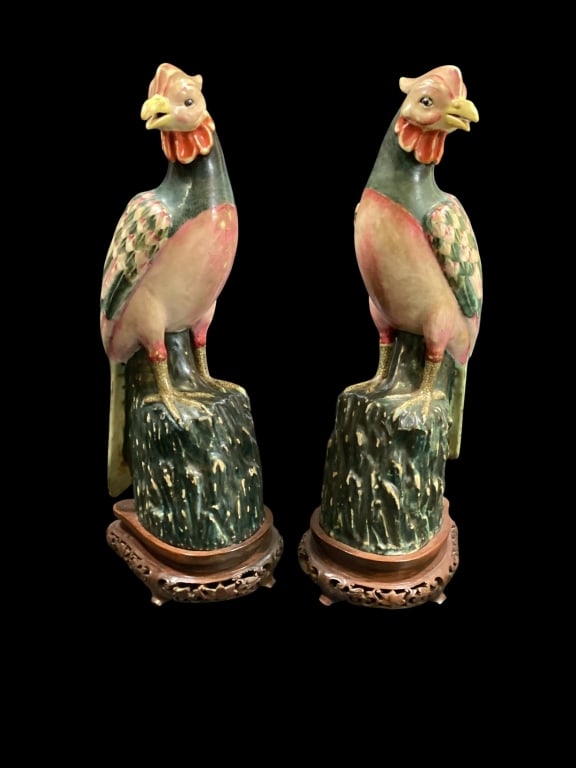 Pair Porcelain Chinese Phoenixes (1 of 5)