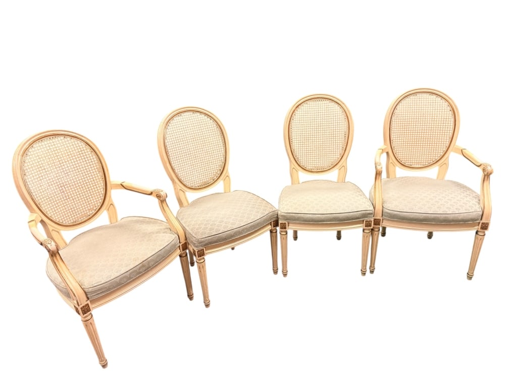 Set of 4 Antique Louis XVI Style Cane Chairs (1 of 3)