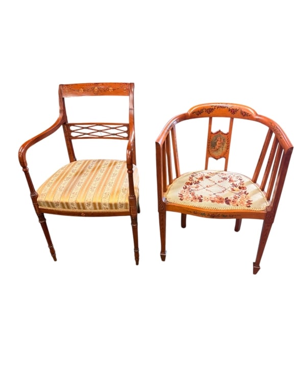 Two Antique Painted Open Armchairs (1 of 5)