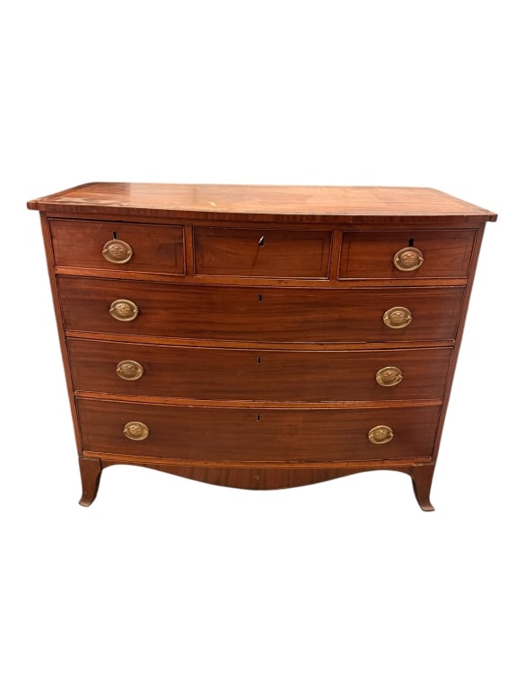 British Bow Front Mahogany Chest (1 of 4)