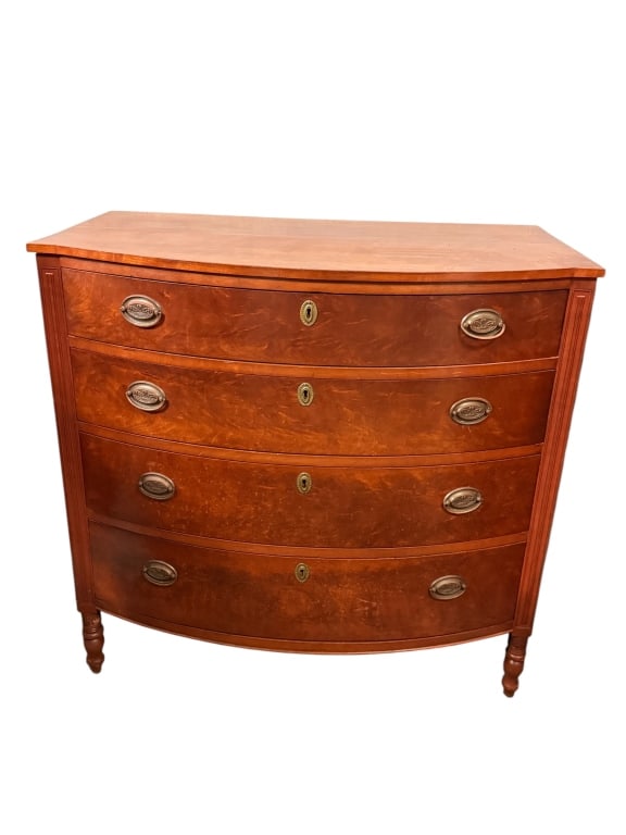 American Sheraton Cherry Bow Front Chest (1 of 3)