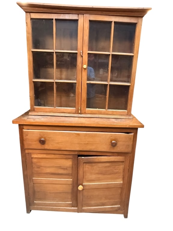 American Walnut Primitive Pine Step-Back Hutch (1 of 3)